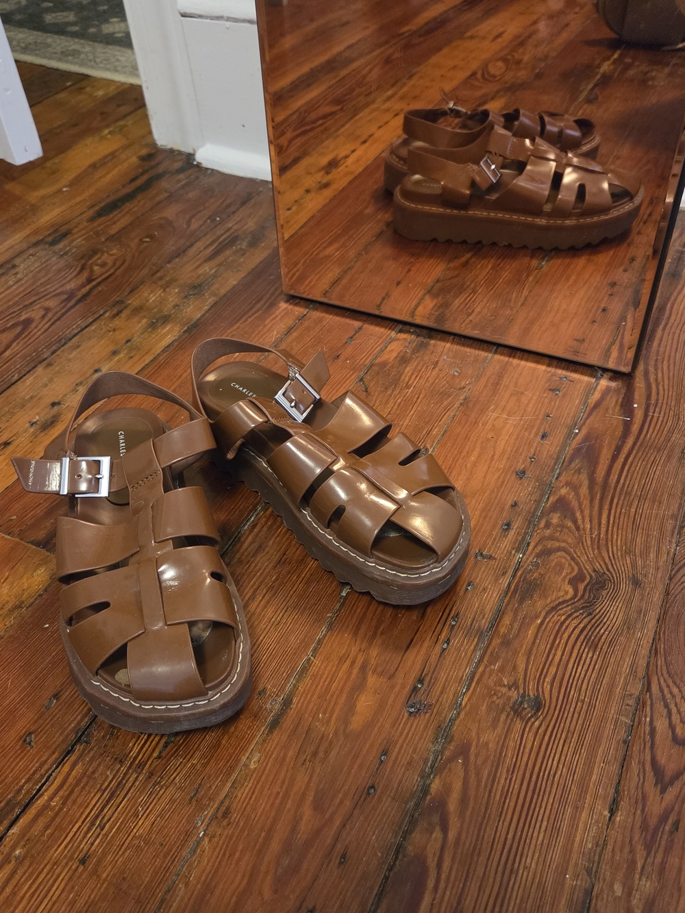 Chunky Brown Leather Fisherman Sandal with Buckle